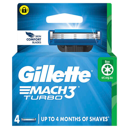 Gillette Mach3 Turbo 3D Replacement Cartridges 4 Pack