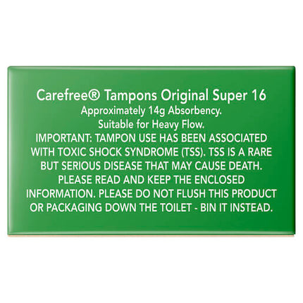 Carefree Original Tampons Super 16 Pack