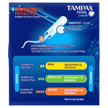 Tampax Pearl Compak Tampons Regular 18 Pack