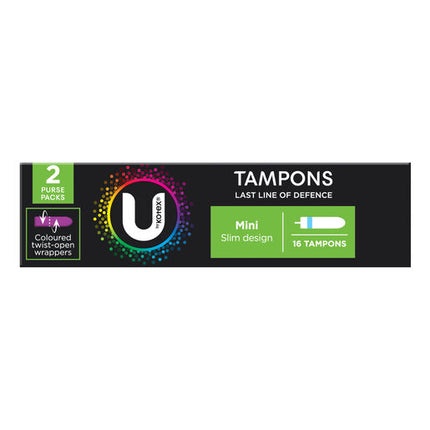 U By Kotex Mini Slim Tampons 16 Pack
