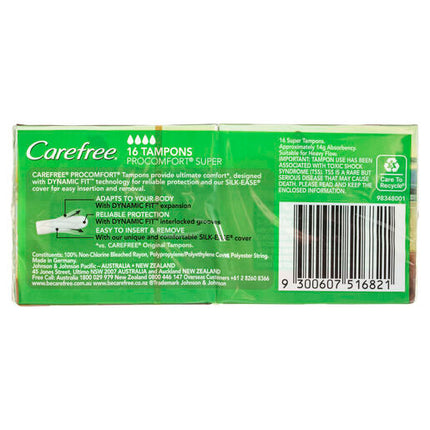 Carefree ProComfort Tampons Super 16 Pack