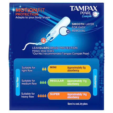 Tampax Pearl Compak Tampons Super 18 Pack