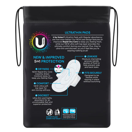 U By Kotex Regular Ultrathins Pads with Wings 14 Pack
