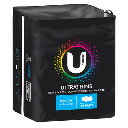 U By Kotex Regular Ultrathins Pads with Wings 14 Pack