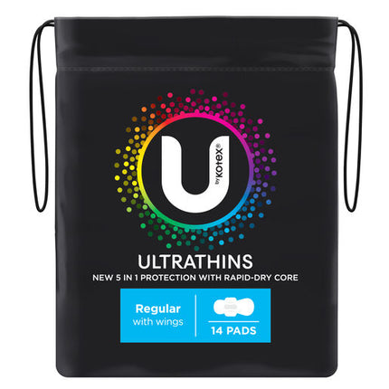 U By Kotex Regular Ultrathins Pads with Wings 14 Pack