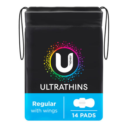 U By Kotex Regular Ultrathins Pads with Wings 14 Pack