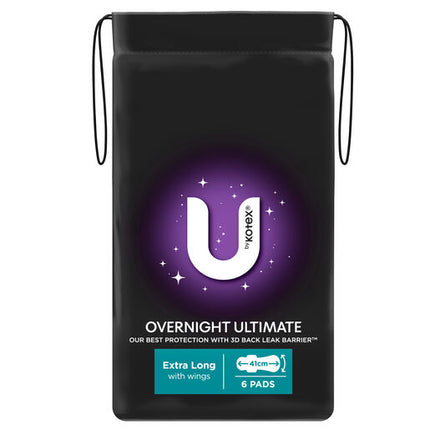 U By Kotex Extra Overnight Ultimate Pads with Wings 6 Pack