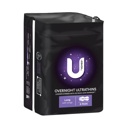 U By Kotex Overnight Ultrathins Long Pads 8 Pack