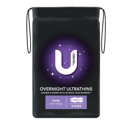 U By Kotex Overnight Ultrathins Long Pads 8 Pack