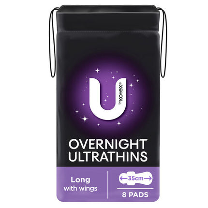 U By Kotex Overnight Ultrathins Long Pads 8 Pack