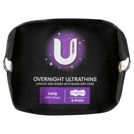 U By Kotex Overnight Ultrathins Long Pads 8 Pack