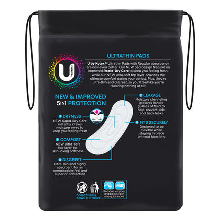 U By Kotex Regular Ultrathins Pads 14 Pack