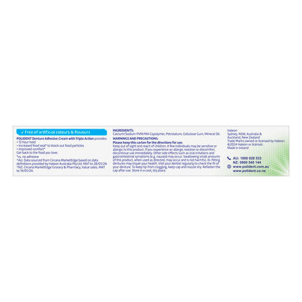 Polident Denture Adhesive Cream Flavour Free 60g