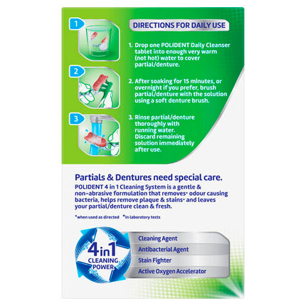 Polident Whitening Daily Cleanser 36 Tablets