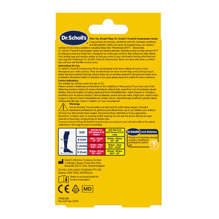 Scholl Flight Compression Socks Unisex Black Size 6-9