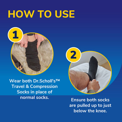 Scholl Flight Compression Socks Unisex Black Size 9-12
