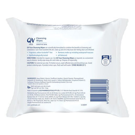 Ego QV Face Cleansing Wipes 25 Pack