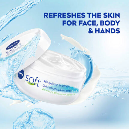 Nivea Soft Moisturising Cream with Vitamin E & Jojoba Oil 200mL