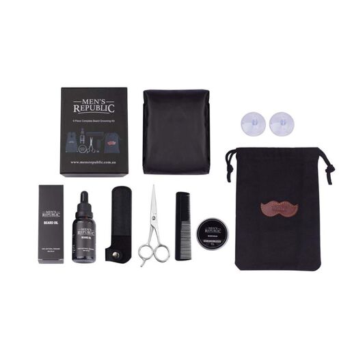 Men'S Republic 6Pc Beard Grooming Kit With Bag And Apron
