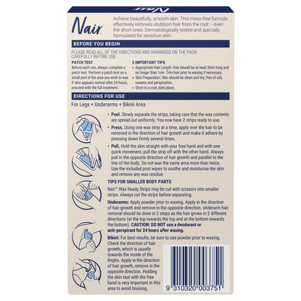 Nair Natural Large Wax Strips Legs & Body 40 pack