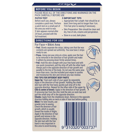 Nair Natural Mini Wax Strips Face & Bikini 20 pack