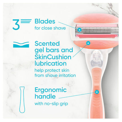 Gillette Venus Comfort Glide White Tea Razor Handle + 2 Blade Refills