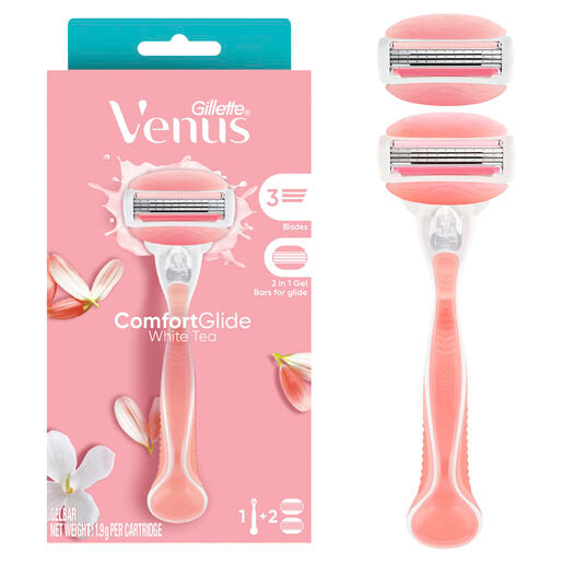 Gillette Venus Comfort Glide White Tea Razor Handle + 2 Blade Refills