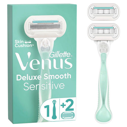 Gillette Venus Deluxe Smooth Sensitive Razor 2 Up ( 1handle, 2 cartridges)