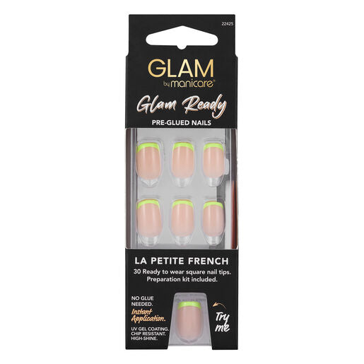 Manicare Glam Ready Pre-Glued Nails La Petite French 30pcs