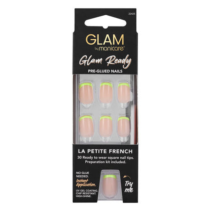 Manicare Glam Ready Pre-Glued Nails La Petite French 30pcs