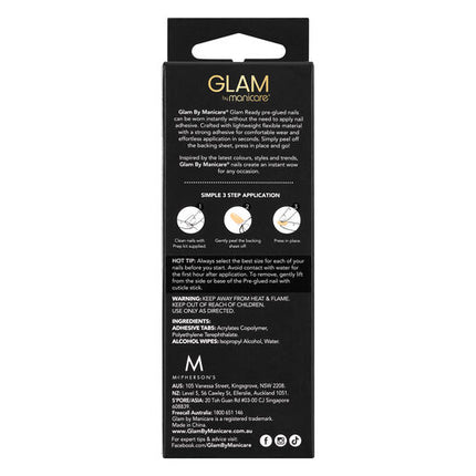 Manicare Glam Ready Pre-Glued Nails La Petite French 30pcs