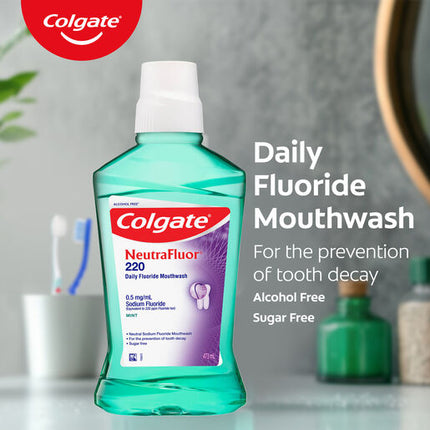 Colgate NeutraFluor 220 Alcohol Free Mouth Rinse Mint 473ml