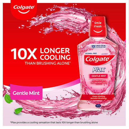 Colgate Plax Alcohol Free Antibacterial Mouthwash Gentle Care 500mL