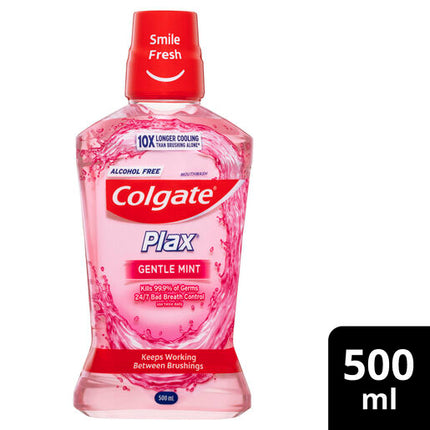 Colgate Plax Alcohol Free Antibacterial Mouthwash Gentle Care 500mL