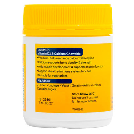 OsteVit-D One-A-Day Vitamin D3 & Calcium Chewable Tablets 60