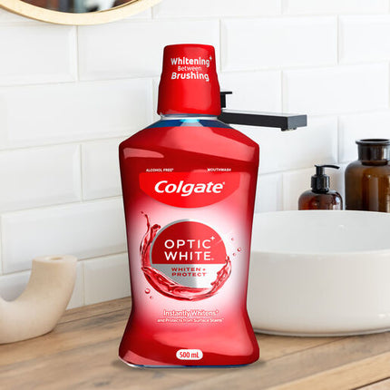 Colgate Optic White Alcohol Free Mouthwash Sparkling Fresh Mint 500mL
