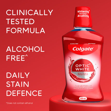 Colgate Optic White Alcohol Free Mouthwash Sparkling Fresh Mint 500mL