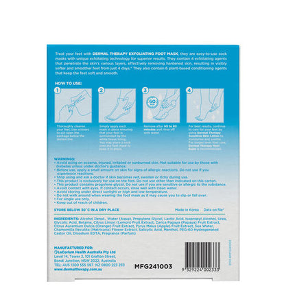 Dermal Therapy Exfoliating Foot Mask 1 Pack