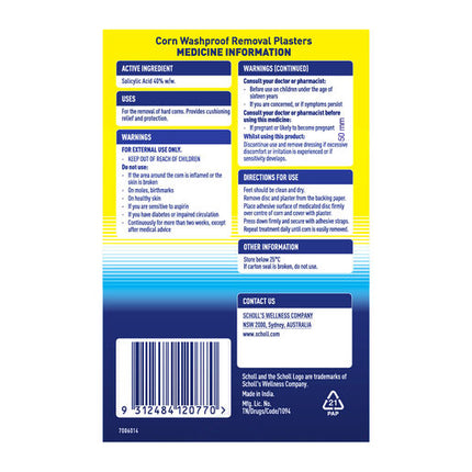 Scholl Corn Removal Plaster Waterproof 8 Plasters