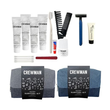 Crewman Mens Holiday Survival Kit Shampoo Conditioner Shower Gel Soap Toothbrush Assorted Colours