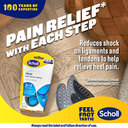 Scholl In-Balance Heel Orthotic Insole Large Size 9 - 11 1 Pair