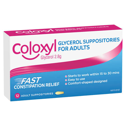 Coloxyl Glycerol Suppositories For Adults 12s
