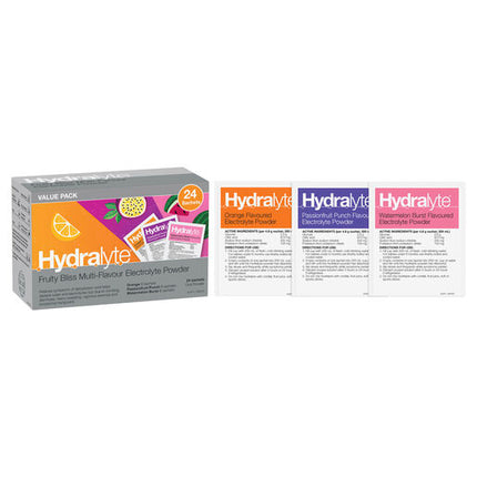 Hydralyte Fruity Bliss Multi Flavoured Electrolyte Powder 24s