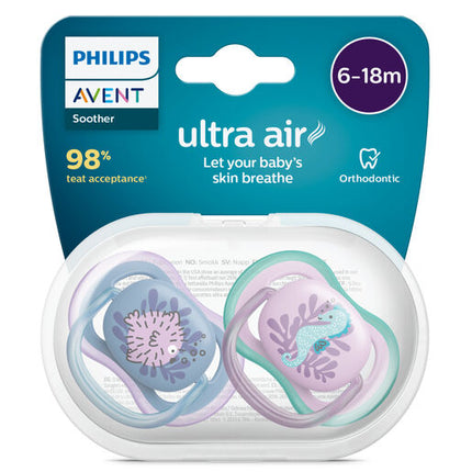 Philips Avent Ultra Air Soother, 6-18 months, Deco Mixed, 2-pack