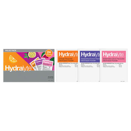 Hydralyte Fruity Bliss Multi Flavoured Electrolyte Powder 24s