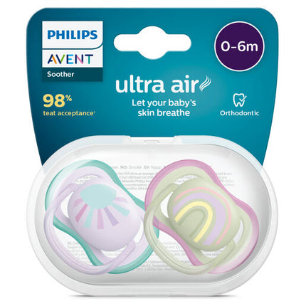 Philips Avent Ultra Air Soother, 0-6 months, Deco Mixed 2-pack