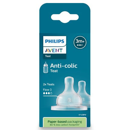 Avent Anti-Colic Medium Flow Teat 3m+ 2 Pack