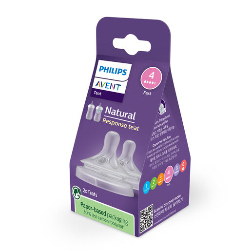 Philips Avent Natural Response Teats, 3 month+, Flow 4, 2-pack