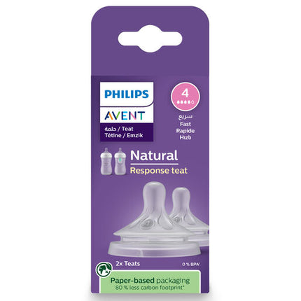 Philips Avent Natural Response Teats, 3 month+, Flow 4, 2-pack