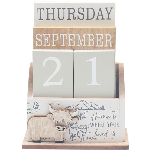Highland Cow Calendar Block